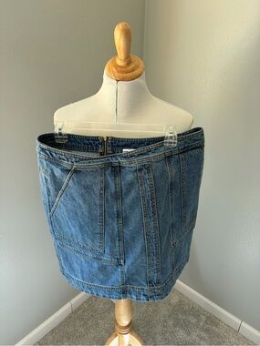 CAbi Blue Denim Panel Mini Speedway Skirt #6571